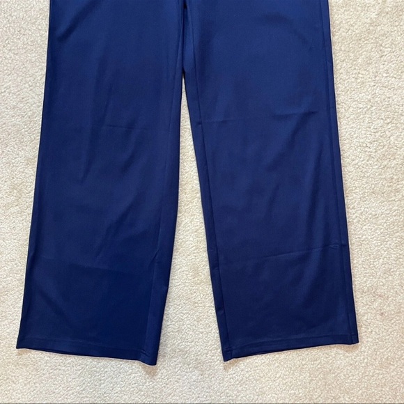 Lands End Wide Leg Pants Blue Pockets-Zipper Elastic Waist Women's Size S 6-8 - Picture 3 of 16